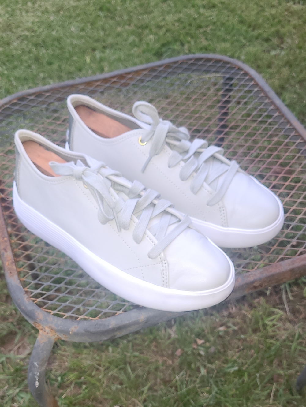 Cole Haan Gray And Silver Leather Sneakers Womens Size 6.5B